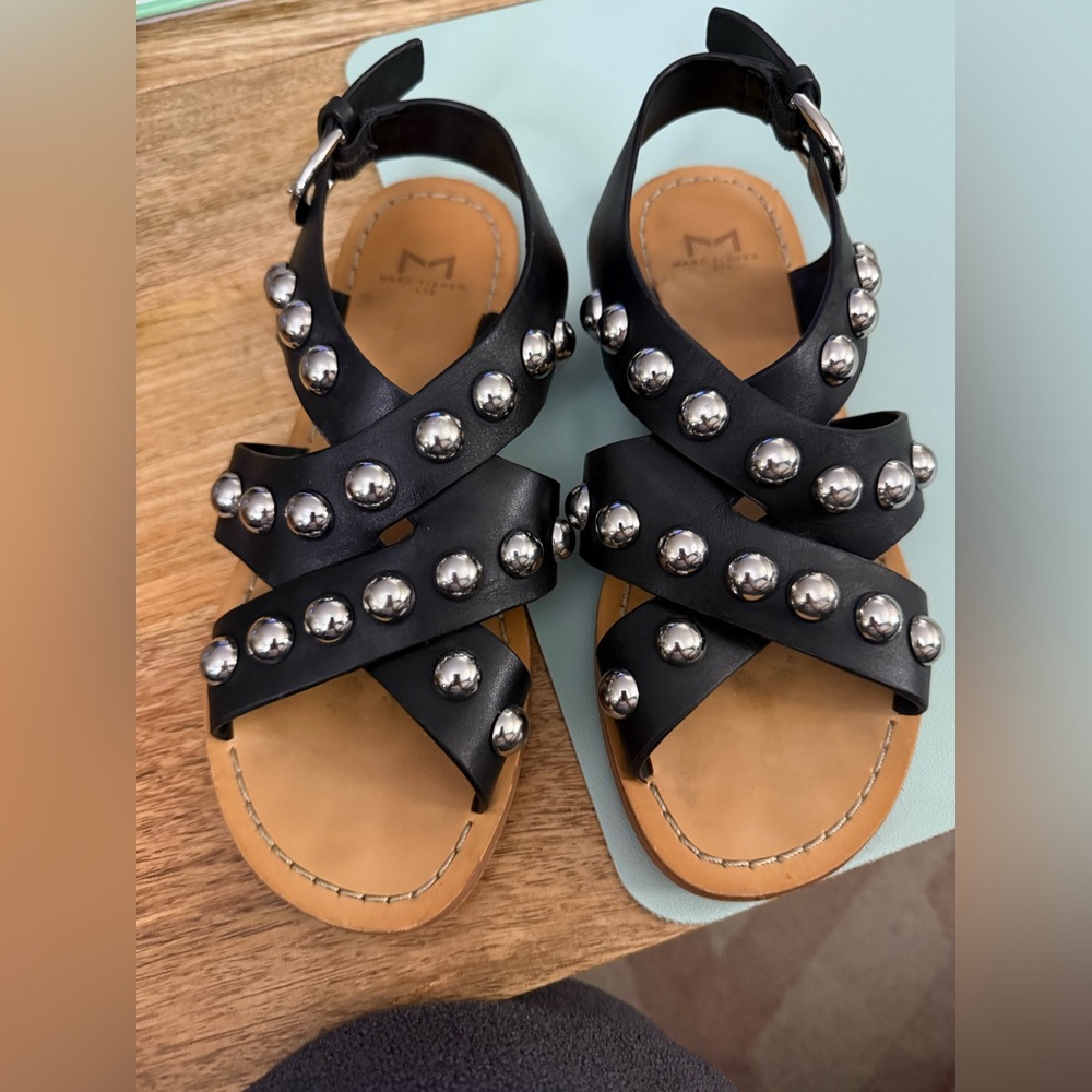 Black Sandals with Silver Studs
